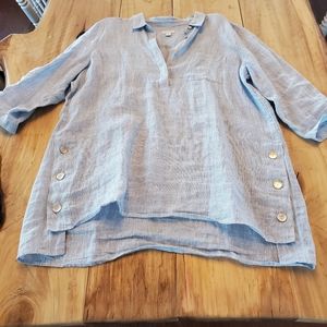 Blue and white linen tunic